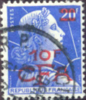 10F  CFA . Ile de La Réunion.  Marianne de Muller .